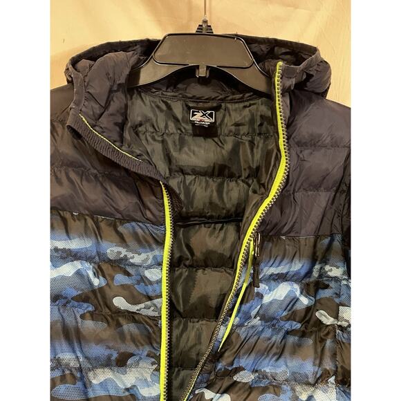 ZeroXposure Kids Puffer Coat Boy’s XL 18/20 Black Blue Camouflage Zip Hood - Picture 5 of 9